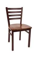 Ladder Back Brown Finish Metal Chair with Wood Seat